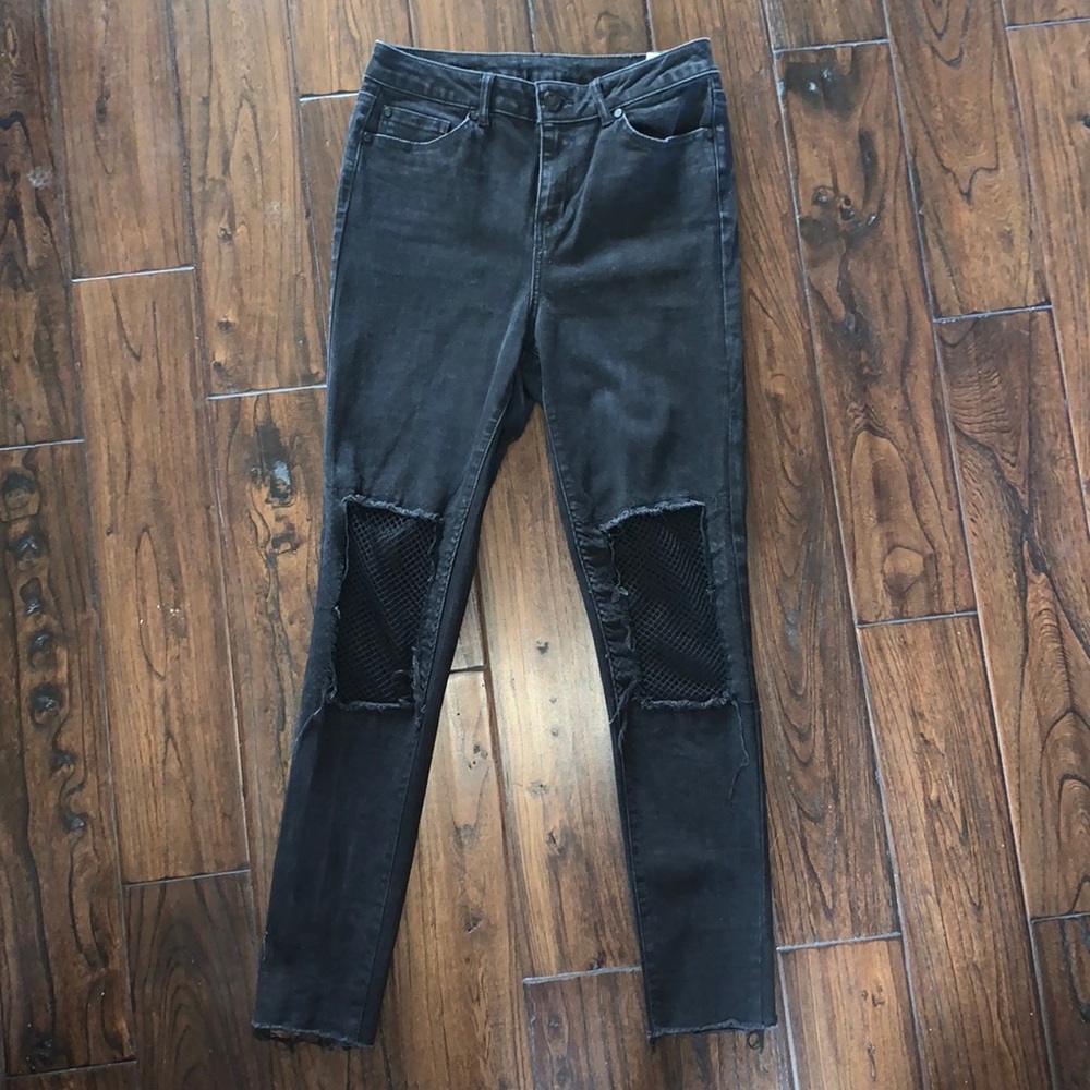 Black Ripped-Net Jeans
